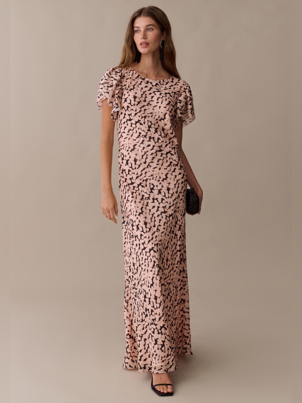 NWT o.p.t Leonor Silk Dress size Medium M Few Moda pink animal print maxi